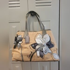 Coach Hamptons Archive 10th Anniversary Straw Kisslock Floral Bag